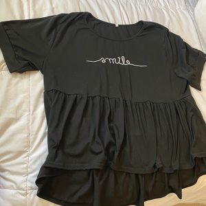 Black Smile Peplum Shirt